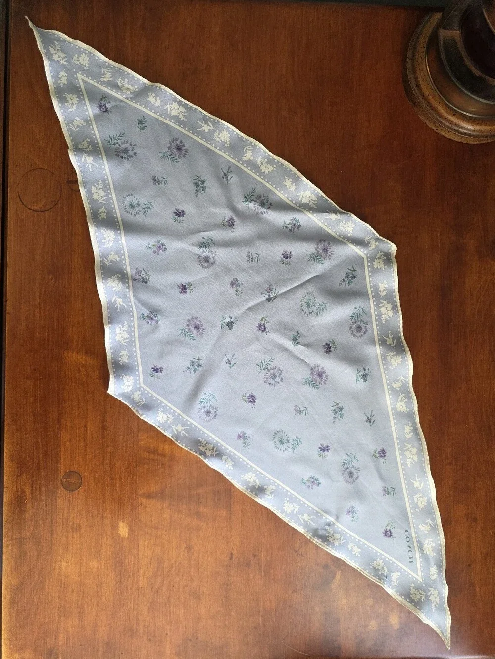 Coach 73192 Meadow Prairie Diamond Silk Scarf Mist Blue NWOT